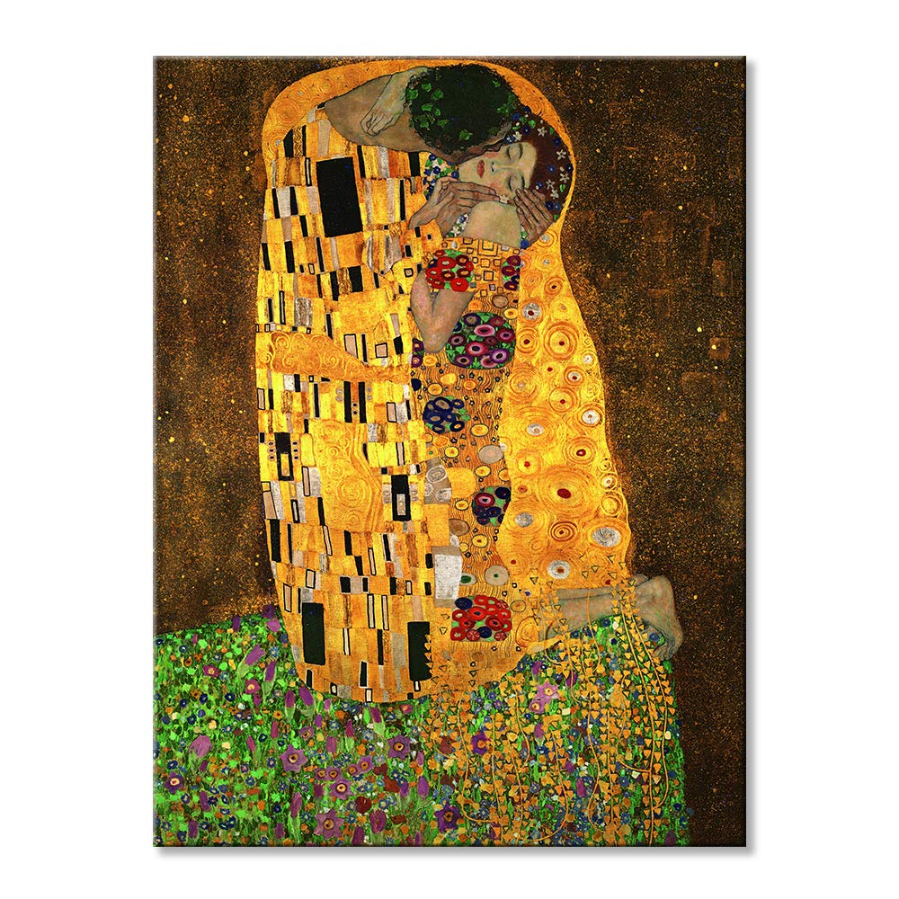 The Kiss, by Gustav Klimt Giclee printed on canvas stretched gallery wrapped Wall Picture Bedroom ready to hang