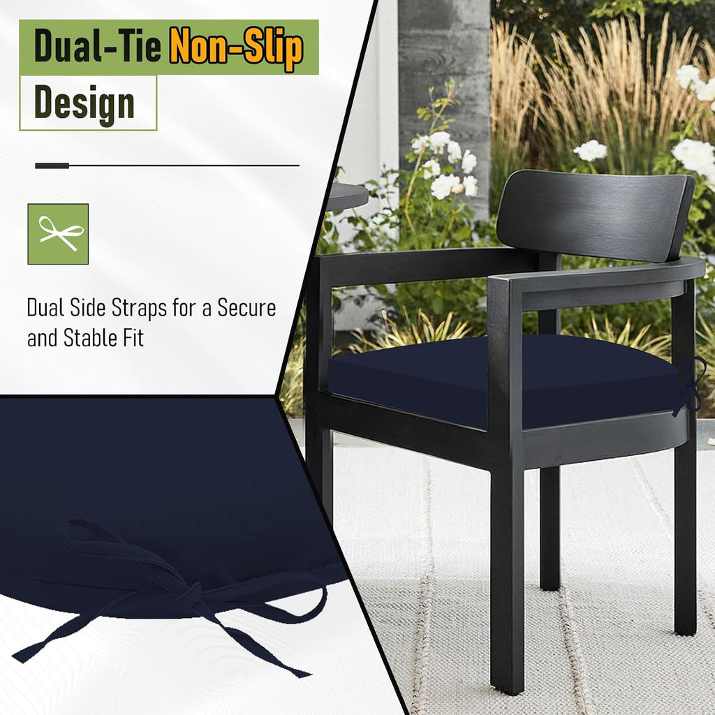Outdoor Chair Cushions Set of 4, Outdoor Cushions Furniture, Water Resistant Patio Chair Cushions with 2 Ties