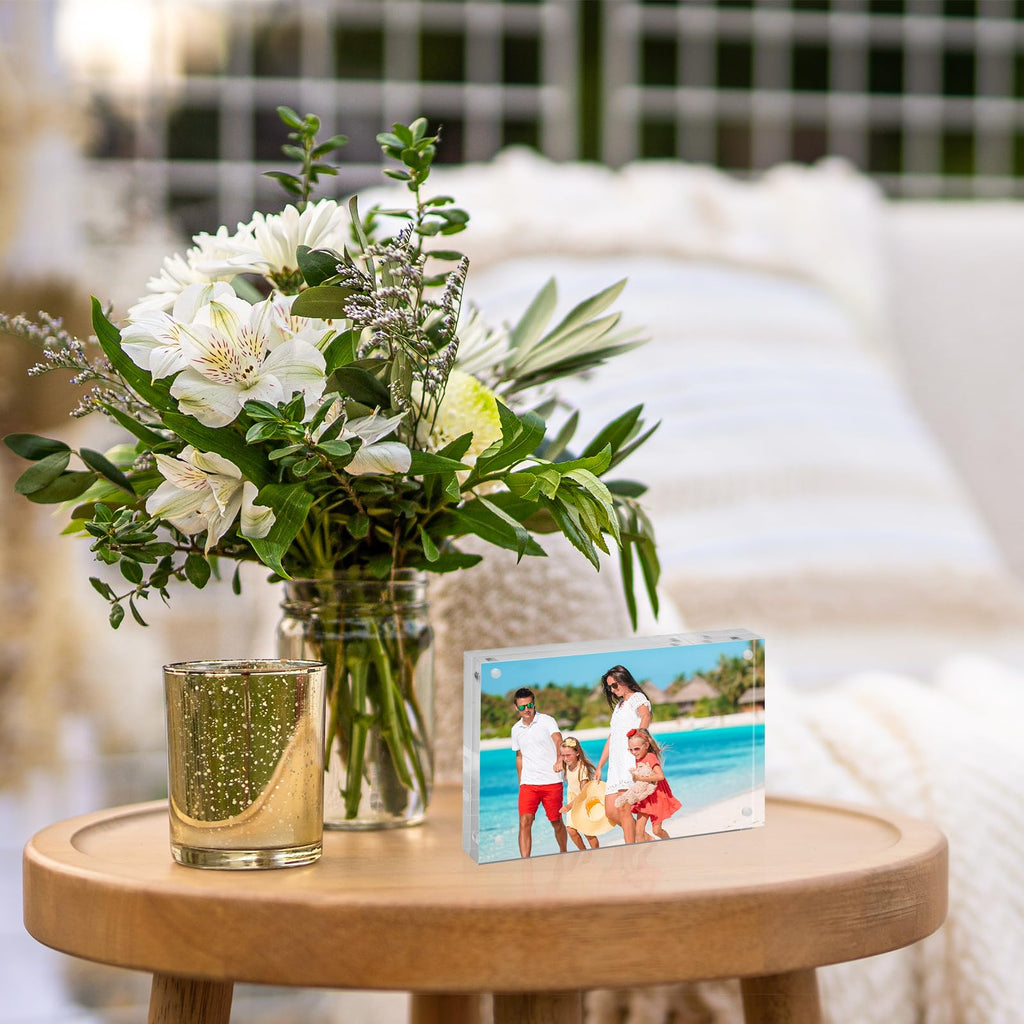4x6 Acrylic Frame 2 Pack, 20MM Thicker Frameless Clear Picture Frames