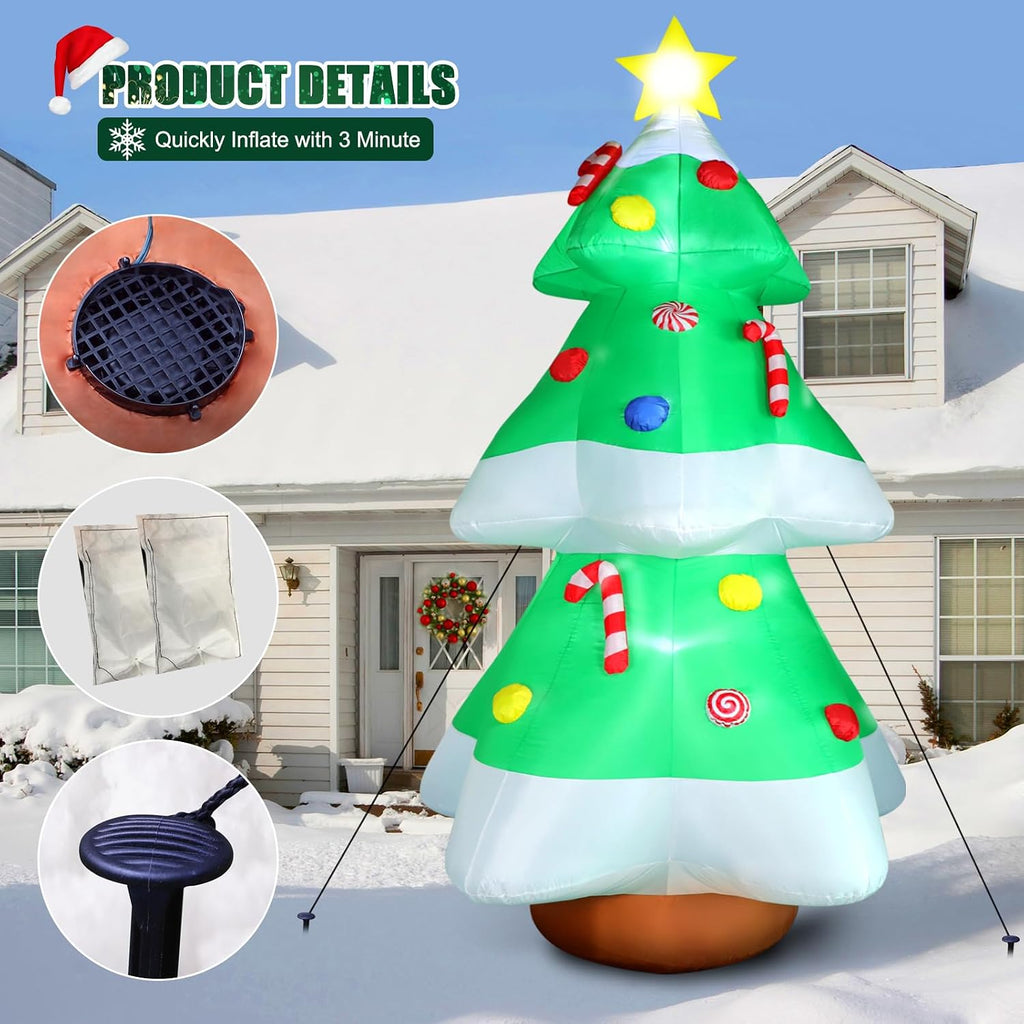 10 FT Tall Christmas Tree Inflatables Outdoor Decorations, Large Inflatable Christmastree with Bright LED Lights &