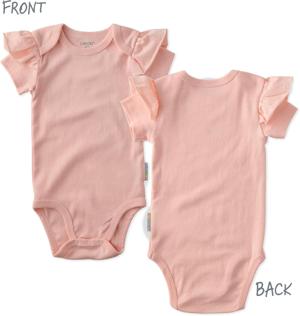 Rory Pack Short Sleeve Ruffle Bodysuits 100% Cotton