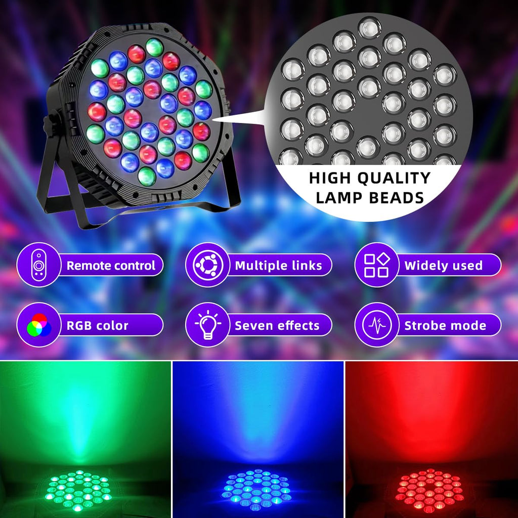 3-Packs 36 LEDs Par Lights DJ Stage Light for Party