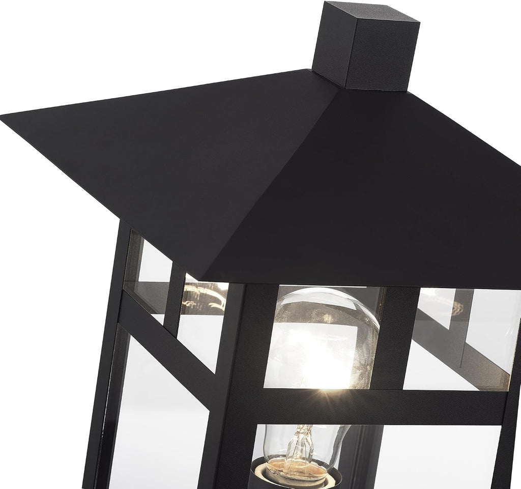 Crestlake Collection, 1 Light Satin Gold Large Outdoor Post Top Lantern with Clear Glass