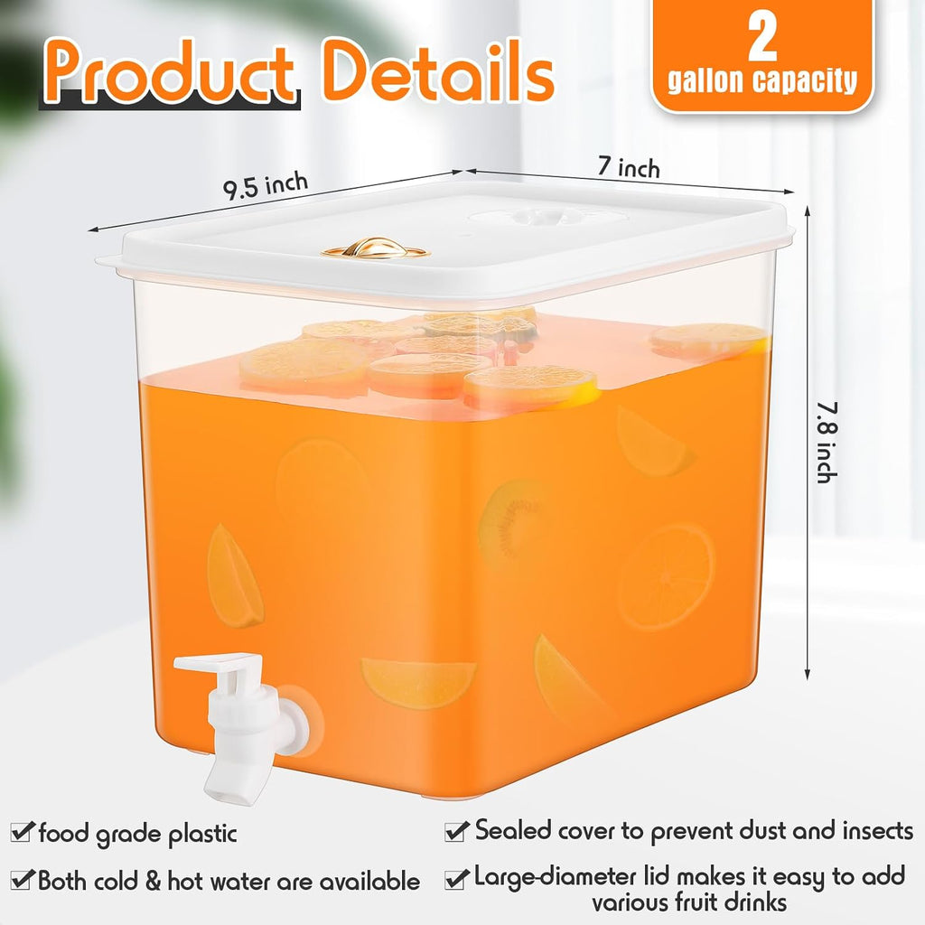 Gallon Fridge Beverage Drink Dispenser with Spigot Leak-proof Lids Filter Screen Juice Container Sealed - Set of 4