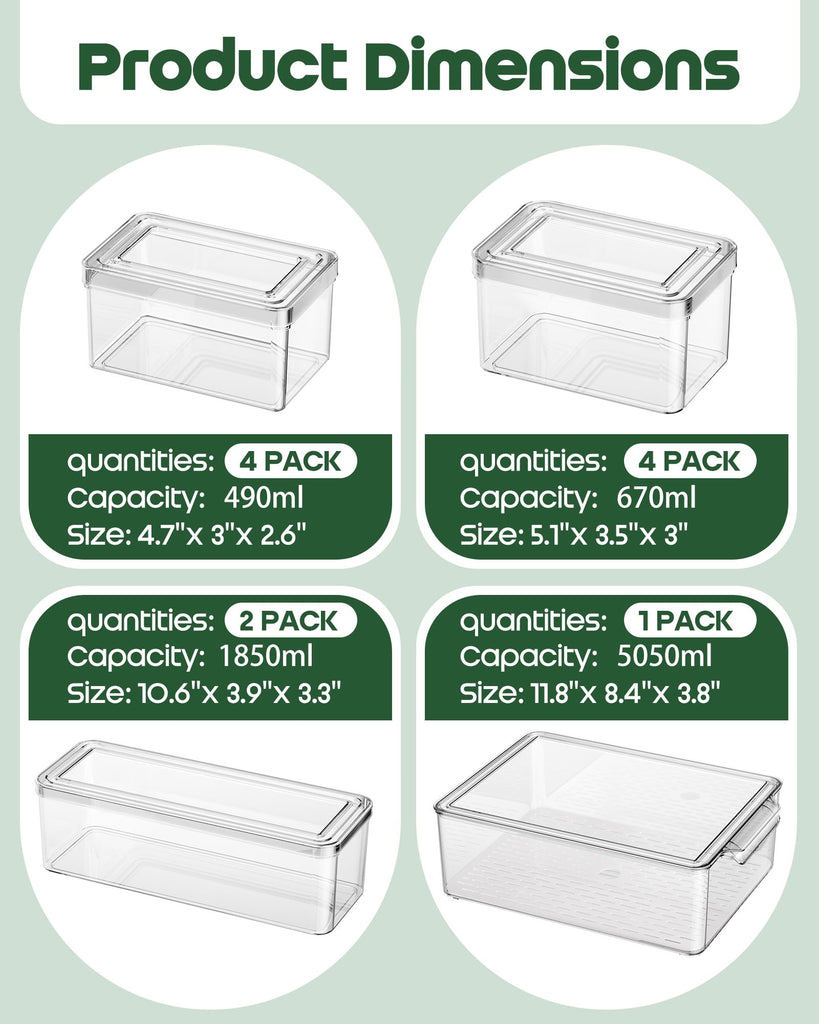 11 Pack Refrigerator Organizers and Storage, Stackable Fridge Organizer Bins, BPA-Free Clear Plastic Fruit Storage