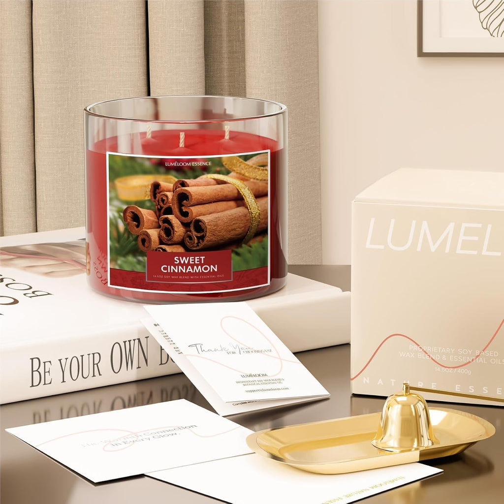 Cinnamon Candles, 14.5oz Large 3-Wick Candles Scented - Set of 145