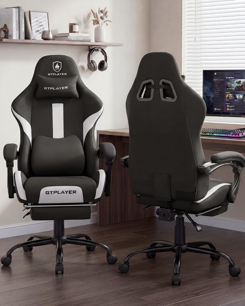 Big and Tall Gaming Chair, 350Lbs Heavy Duty Office Chairs High Back Computer Chairs with Foot Rest Wide Cushion