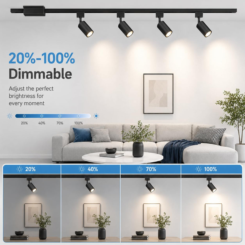 LED Track Lighting Kit with 3.3FT H Track Lighting Rails & Canopy Connector, GU10 Dimmable Track