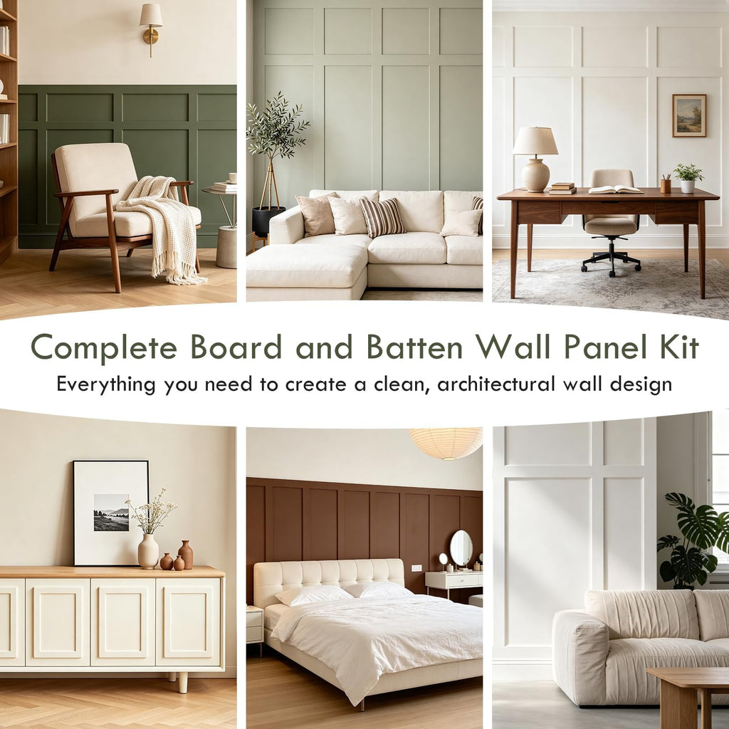 1 Set 94.5in X 47.2in MDF Board and Batten Wall Panel Kit
