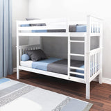 Bunk Bed Twin over Twin, Solid Wood Bunk Bed Frame with Ladder for Kids, 14" Safety Guardrails, Easy Assembly