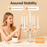 7-Arm Crystal Candle Holder, 14'' Crystal Candelabra with Crystal Pendant, Elegant Crystal Candelabra Candlestick Holder
