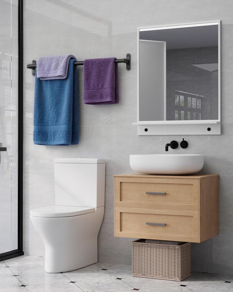 Matte Black 28" Towel Rack, Rustproof Wall Mounted Towel Bar