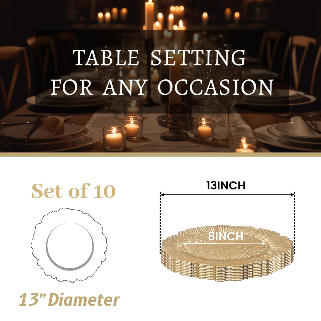 Set of 10, Reef Chargers for Dinner Plates
