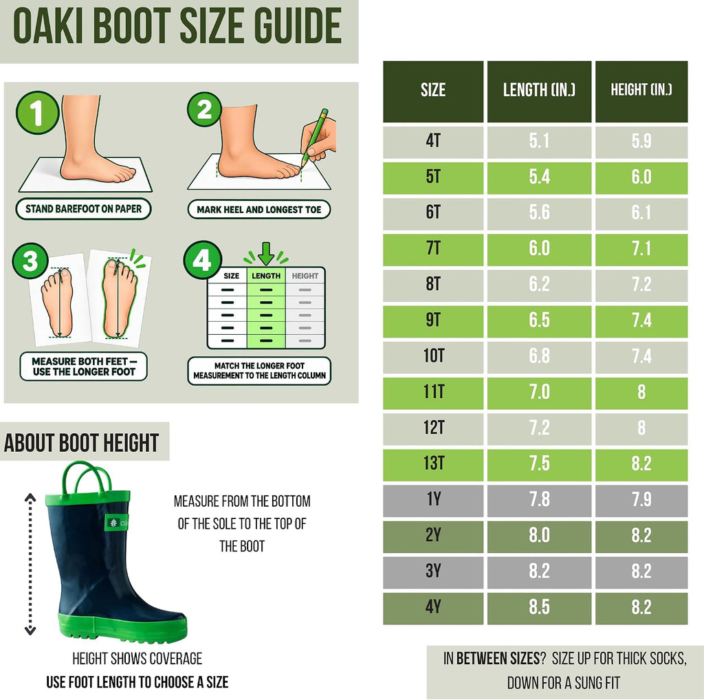 Toddler Rain Boots - Perfect Kids Rain Boots for Any Weather - Durable Rubber Baby Rain Boots Keep Little Feet Dry