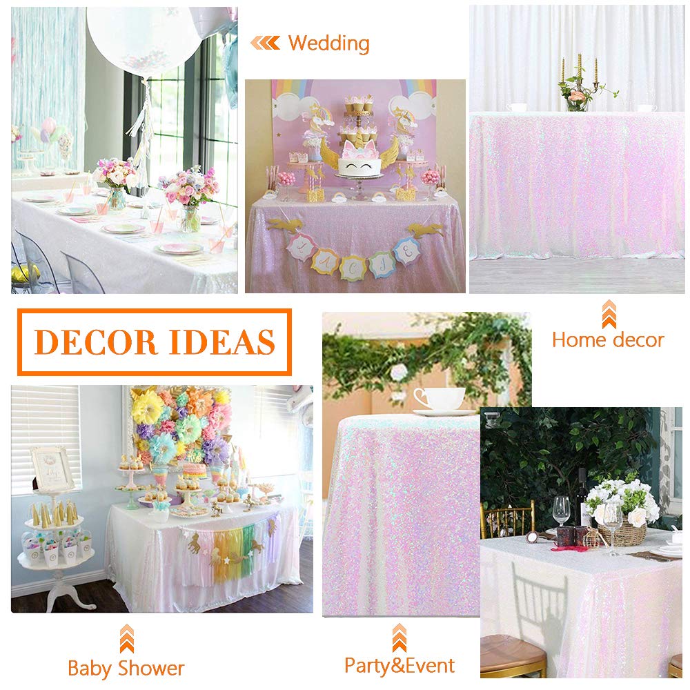 50x102 Inches Sequin Tablecloth Sparkle Iridescent Rectangle Table
