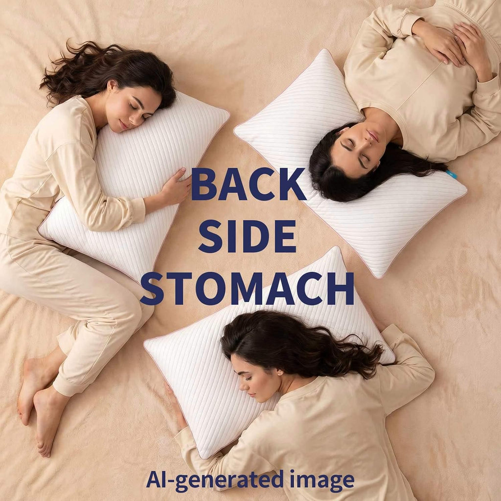 King Size Bed Pillows 2 Pack | Shredded Memory Foam Cooling Pillows for Side,Back & Stomach Sleepers