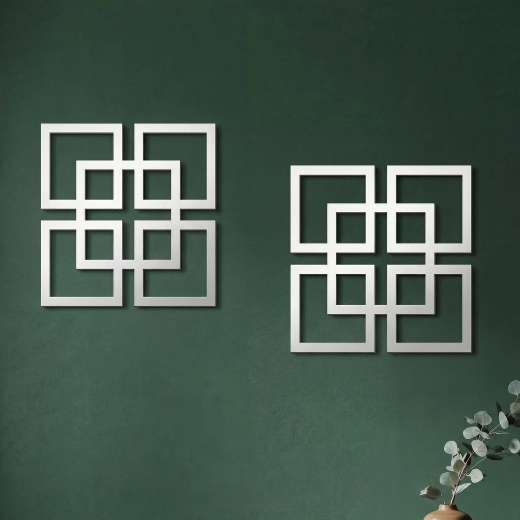 2 Pieces Silver Mirrored Wall Decor 11.8 x 11.8, Silver, Mirrored