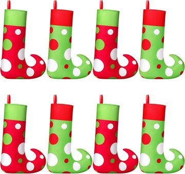 Inch Large Elf Christmas Stockings Red Green Xmas Decor - Set of 8