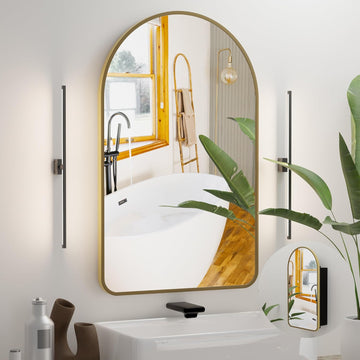 Arched Bathroom Medicine Cabinet with Mirror, No Assembly Needed, Recessed or Surface Mount Wall Storage Cabinet
