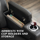 Power Reclining Loveseat with Adjustable Headrest, Home Theater Seating with LED Light/Armrest Storage