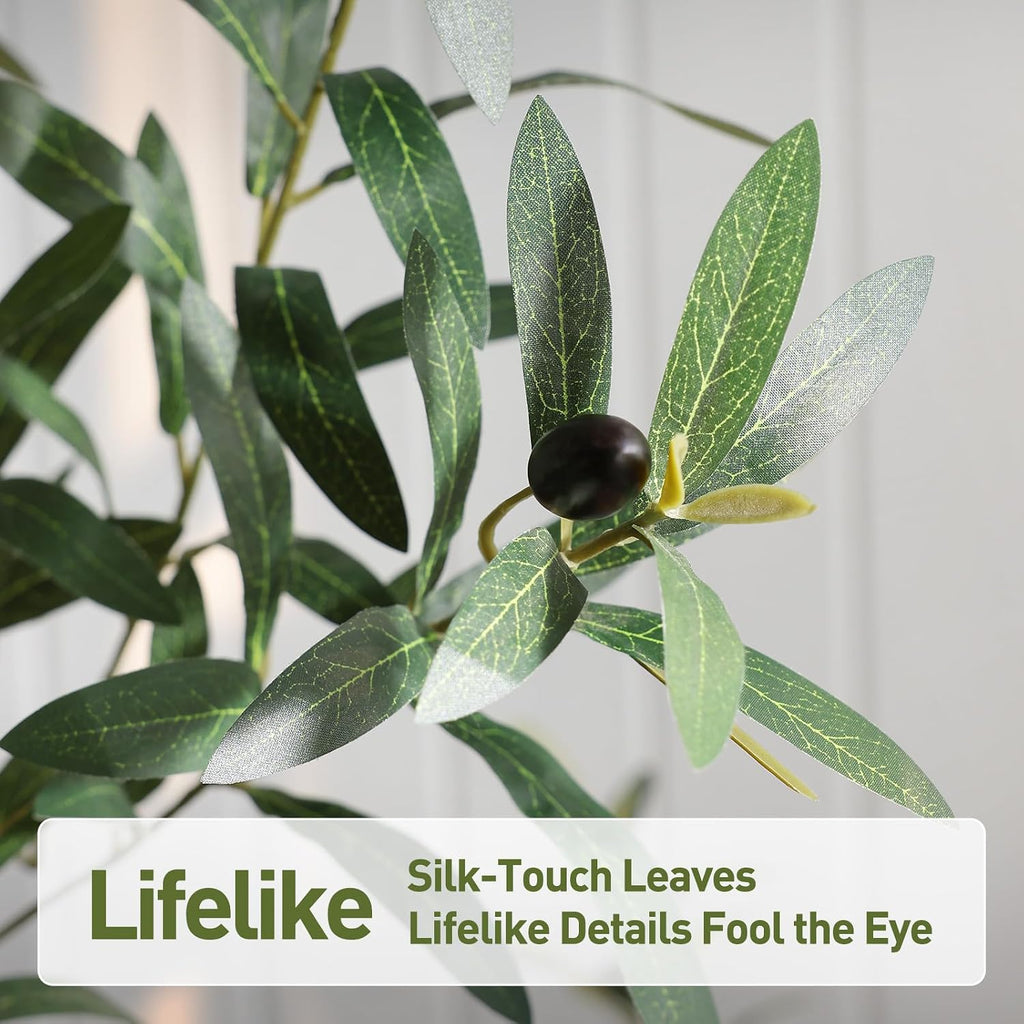 6FT Olive Trees Artificial Indoor with 12in White Round Planter