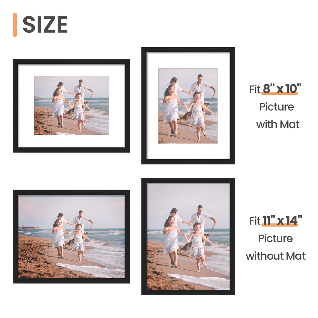 11x14 Picture Frame, Gallery Wall Frames Set of 5, Black