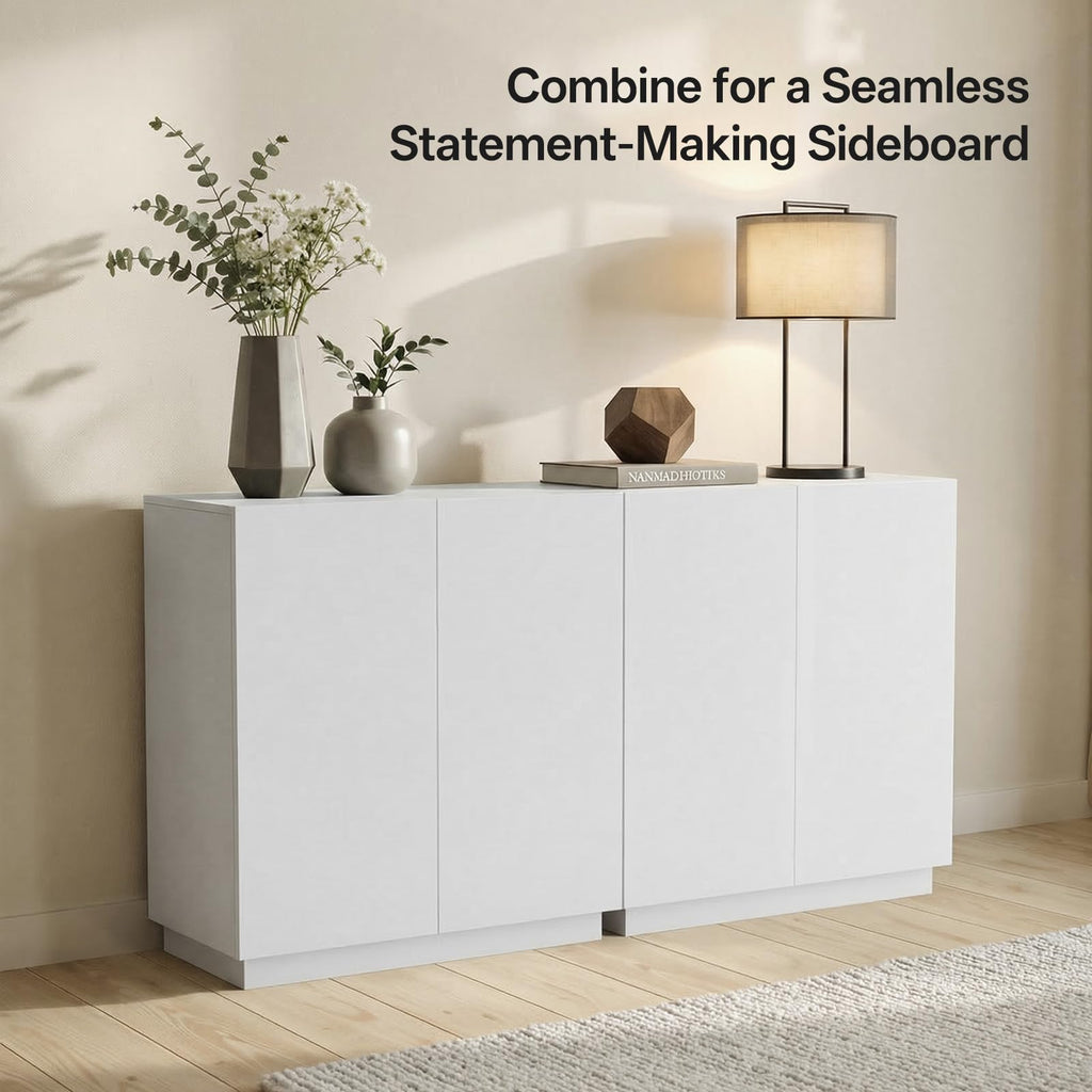 31.5" Minimalist Buffet Cabinet, Sideboard with Storage, White
