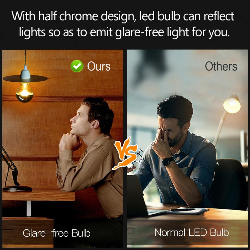 Half Chrome Light Bulb,G25 Dimmable Matt Gold Tipped,6W E26,Warm