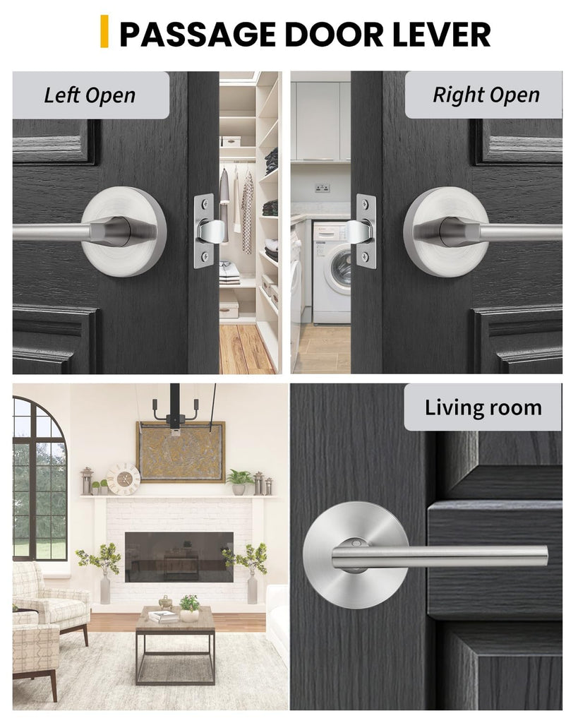 Brushed Nickel Door Handles Interior Closet Door Handle 6 Pack