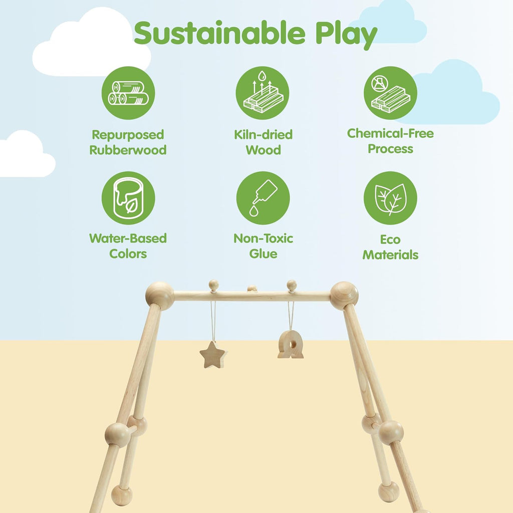 Wooden Baby Gym Montessori Activity Center Kids A-Frame Design
