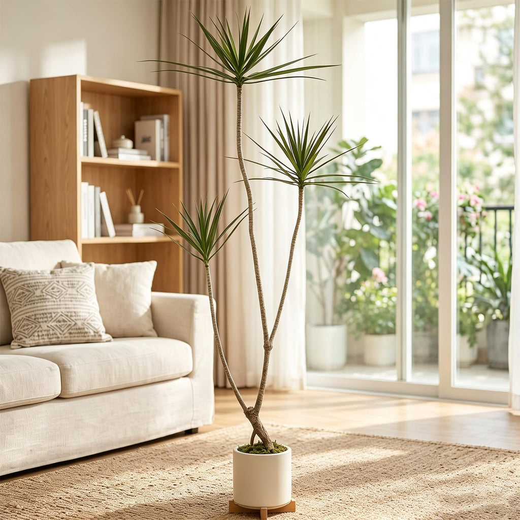 6ft Dracaena Marginata Artificial Tree, 3-Heads Faux Dragon Tree