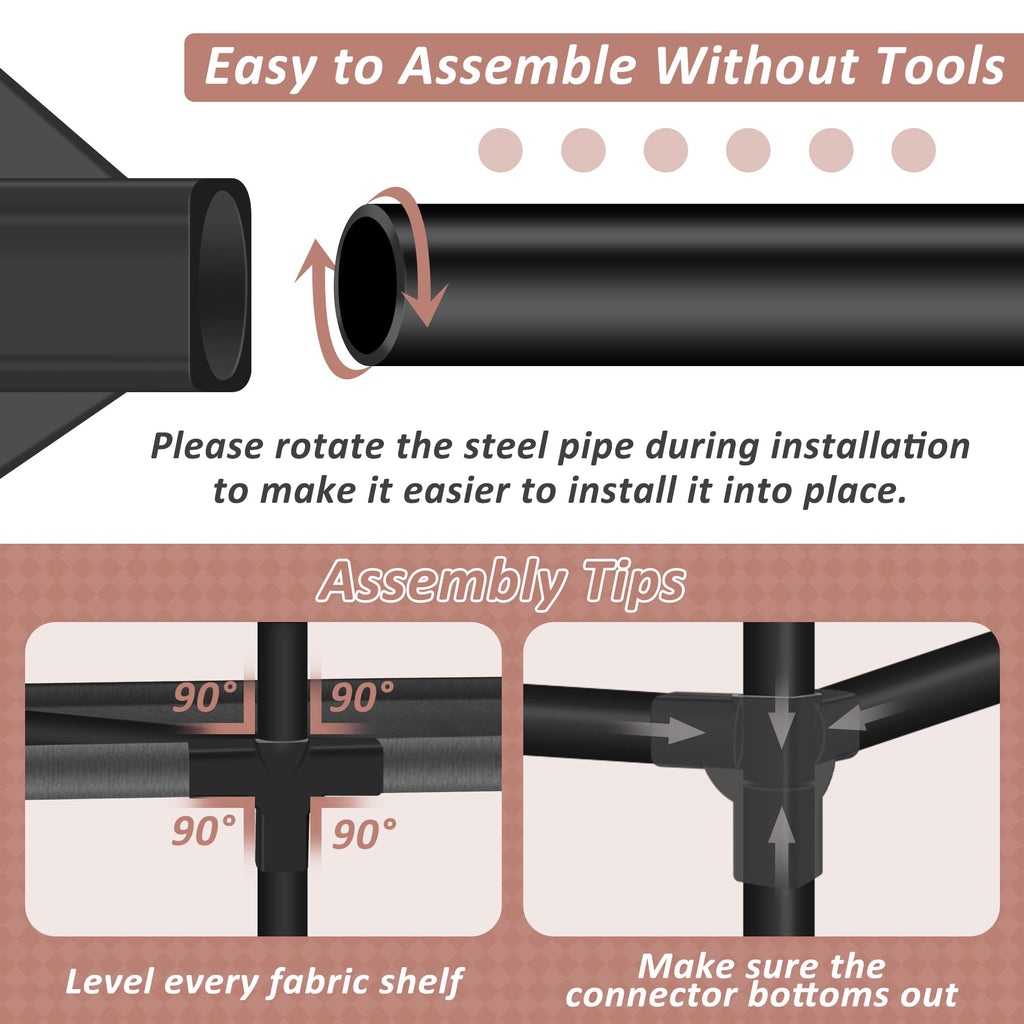 Wardrobe Closet, Quick and Easy Assembly, Gray Portable Closet