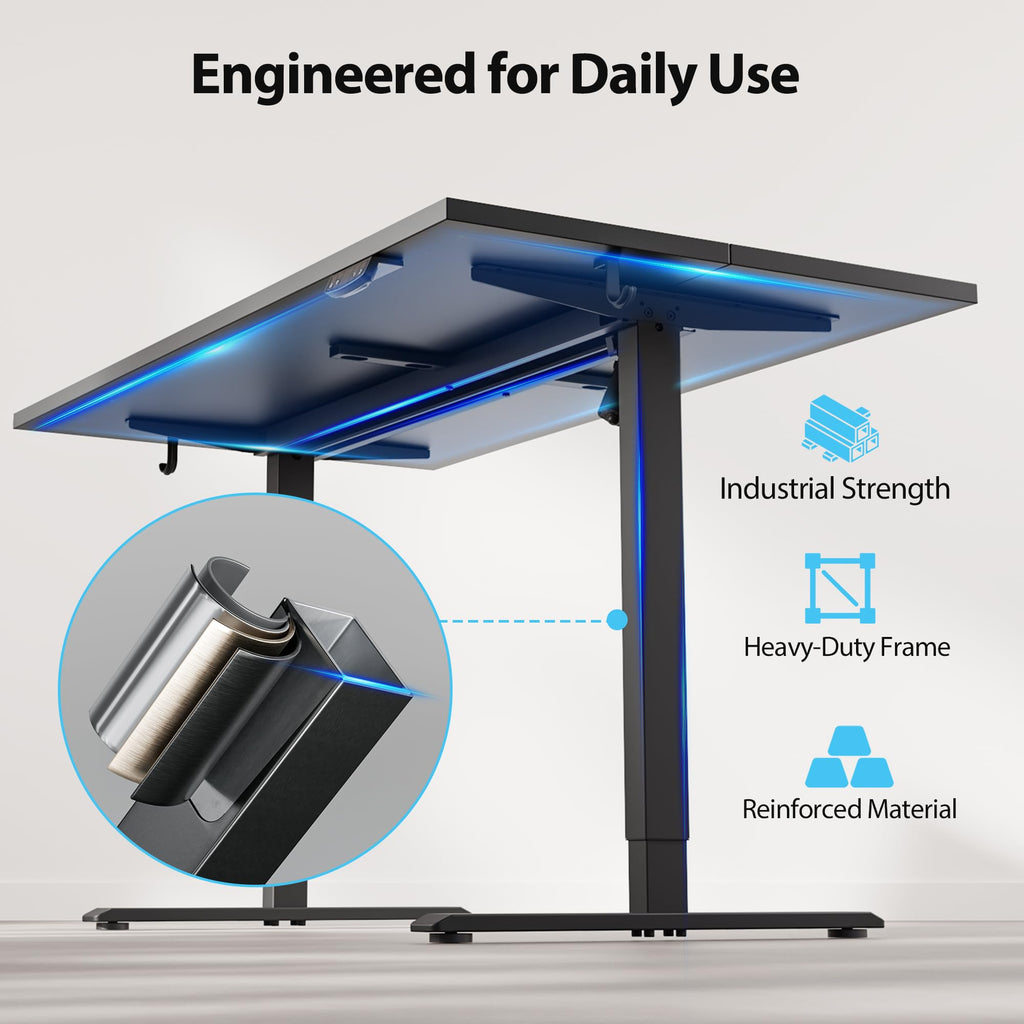 63*28 Inch Height Adjustable Electric Standing Desk, Black