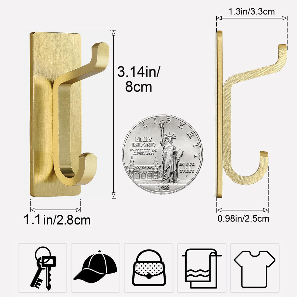 Self Adhesive Wall Hooks for Hanging: Extra Strong 13 LB, Hook for Coat, Towel s, Shower, Kitchen, Wall, Door Hook