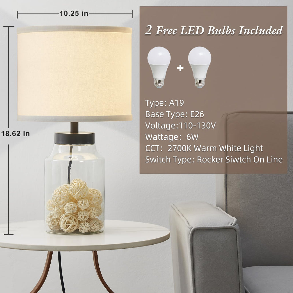 Fillable Table Lamp, Bedside Lamp with Clear Glass