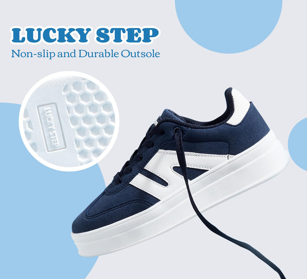 Boys Girls Platform Sneakers, Navy, 3