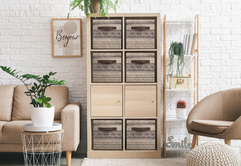 11 x 11 Storage Cubes, Foldable Fabric Bins (4 Pack, Rustic Brown)