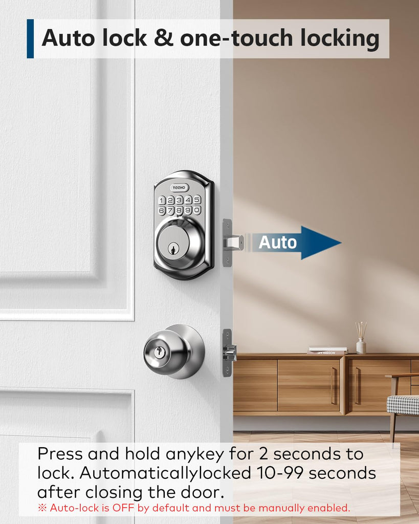 Keyless Entry Deadbolt with Keypad for Front Door, Satin Nickel