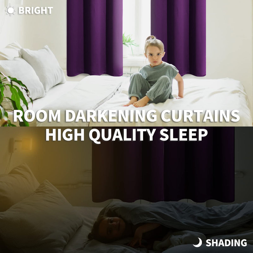 Purple Blackout Curtains 72 Inch Long - 2 Panels