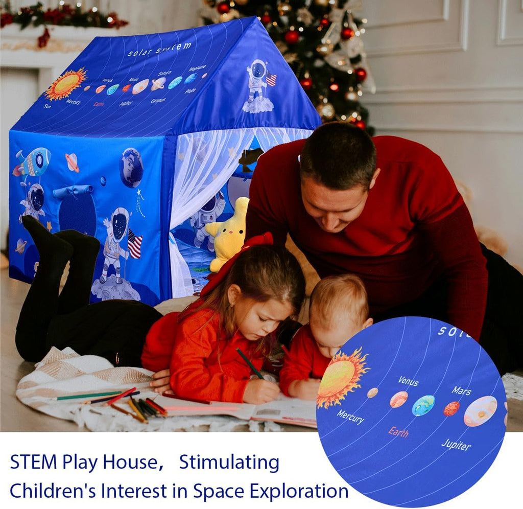 Space Rocket Ship Kids Tent with Mat for Boys & Girls Aged 3+ Toddler for Indoor Outdoor Playhouse Tent Set Sizes