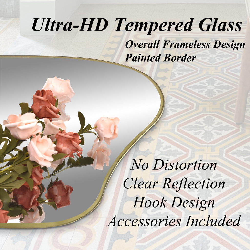 67"x31" Irregular Full Length Mirror, Abstract Frameless Mirror