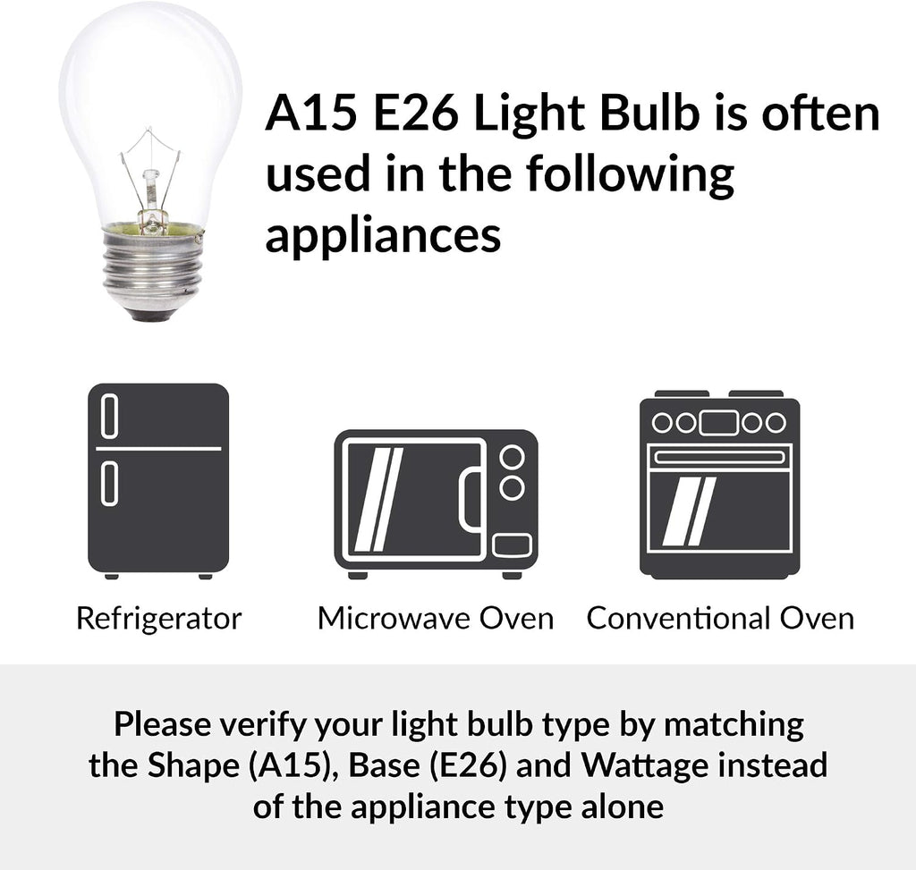Incandescent Appliance Light Bulb A15 25W E26 2700K, 6 Pack