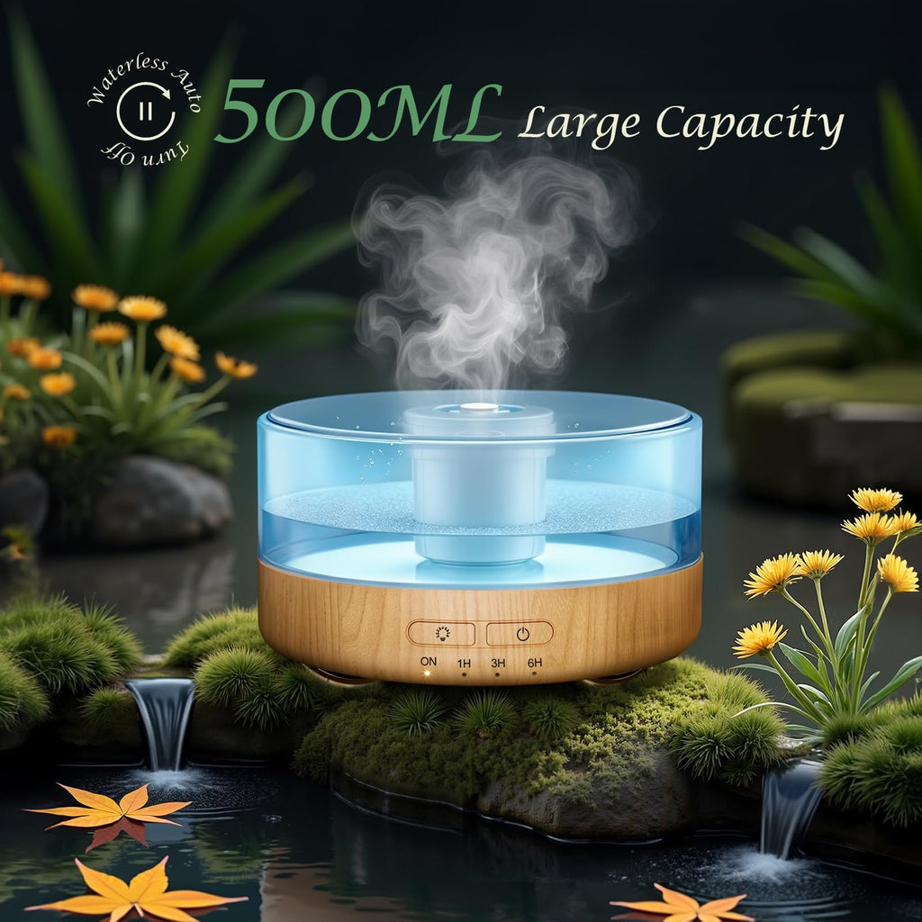 Essential Oil Diffuser : 500ml Fireplace Flame Light