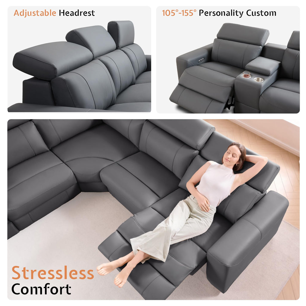 Power Reclining Sectional, Sectional Recliner, Leather Reclining Sectional