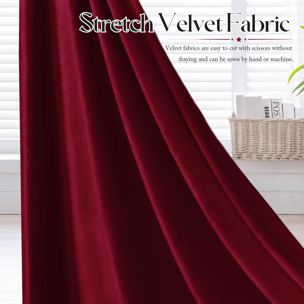 5 Yard Stretch Velvet Fabric, Wine, 60 Inch Wide