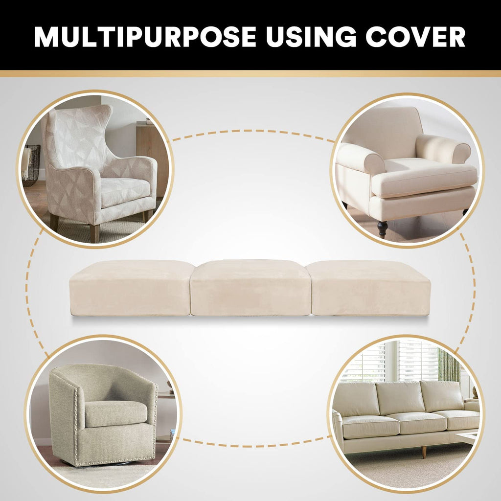 Sectional Couch Cushion Covers 3 Pieces Velvet Separate Couch Cover Extra Large Stretch Sofa Slipcover Washable