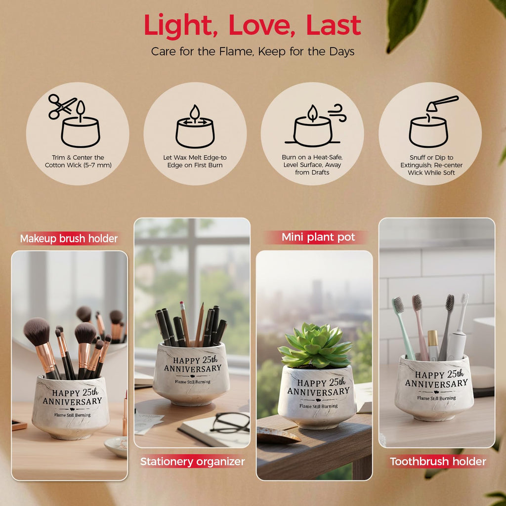 25th Anniversary Candle - 25th Anniversary Wedding Gifts for Couple, Women, Men 6oz Lavender Scented Candle, Romantic