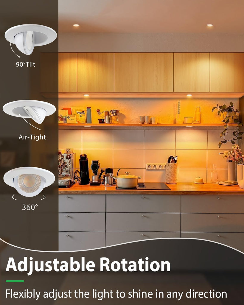 2 Inch Gimbal LED Recessed Lights, 5CCT, 5W 550LM, White 4 Pack