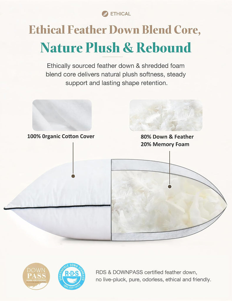 Goose Feather Down Throw Pillow Inserts 22x22 Inch - Set of 2