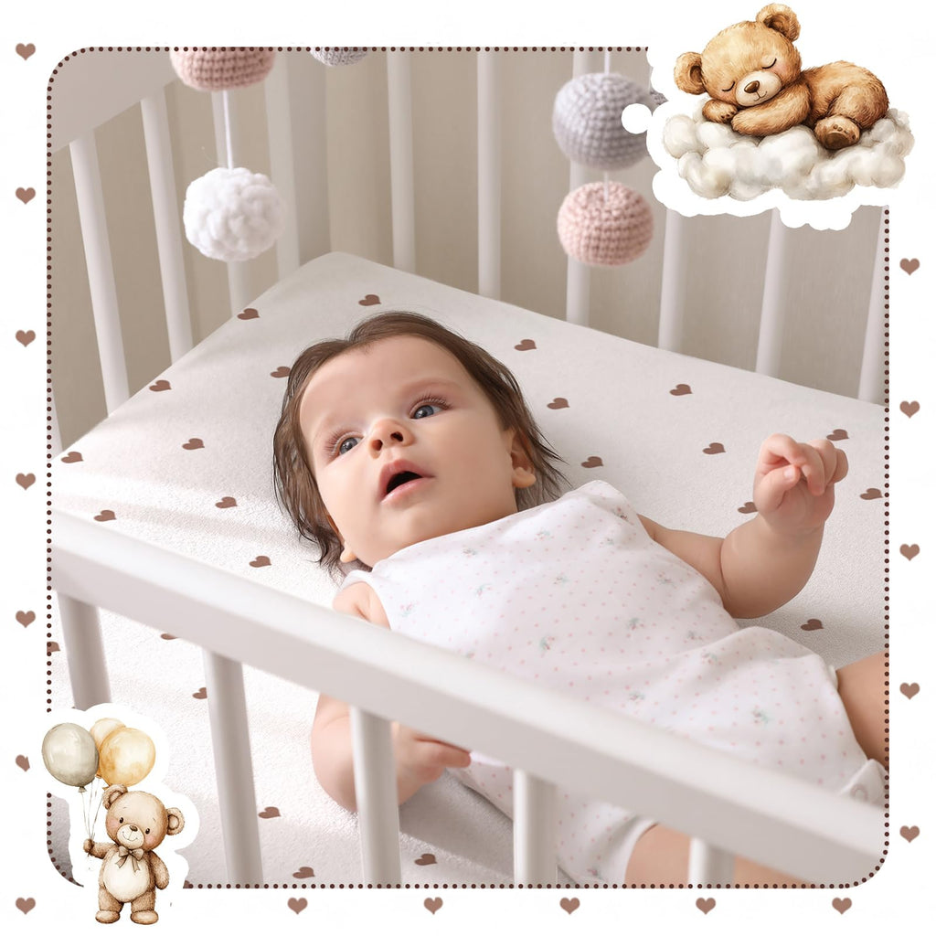 4 Pack Crib Sheets for Baby 52'' X 28" Brown Bear Crib Sheet